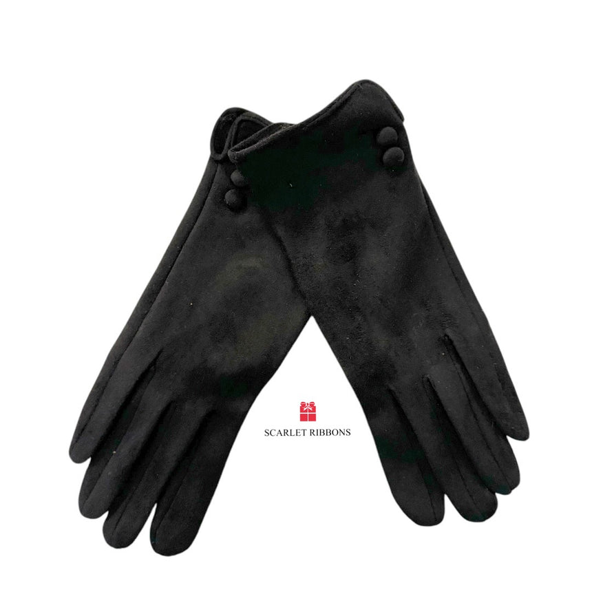 Black Gloves with Button Detail