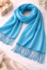 Lightweight Scarf with Fringes - Turquoise