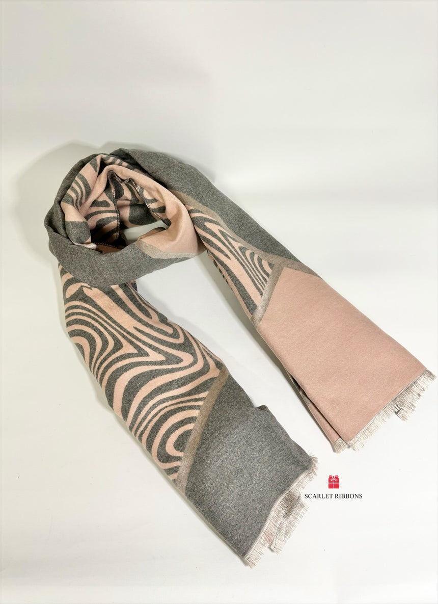 Wave Scarf Pink and Grey