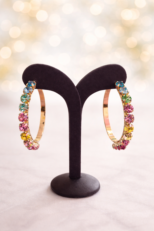 Rainbow Hoop Earrings Gold