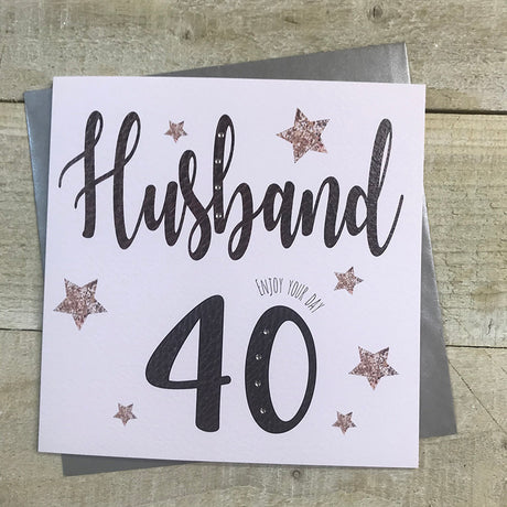 White Cotton Husband 40th Birthday Card