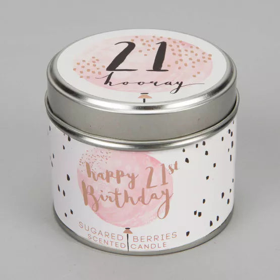 21st Birthday Tin Candle - Sugared Berries