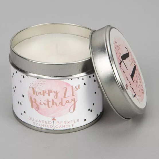 21st Birthday Tin Candle - Sugared Berries