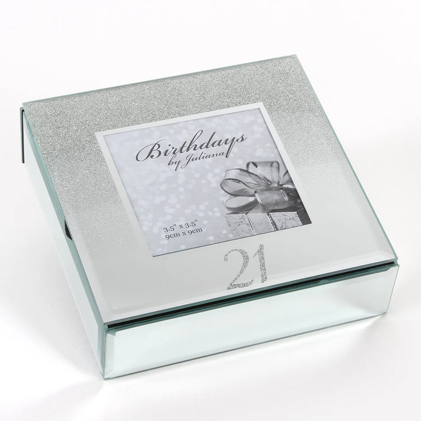 21st Birthday Glitter Mirror Trinket Box