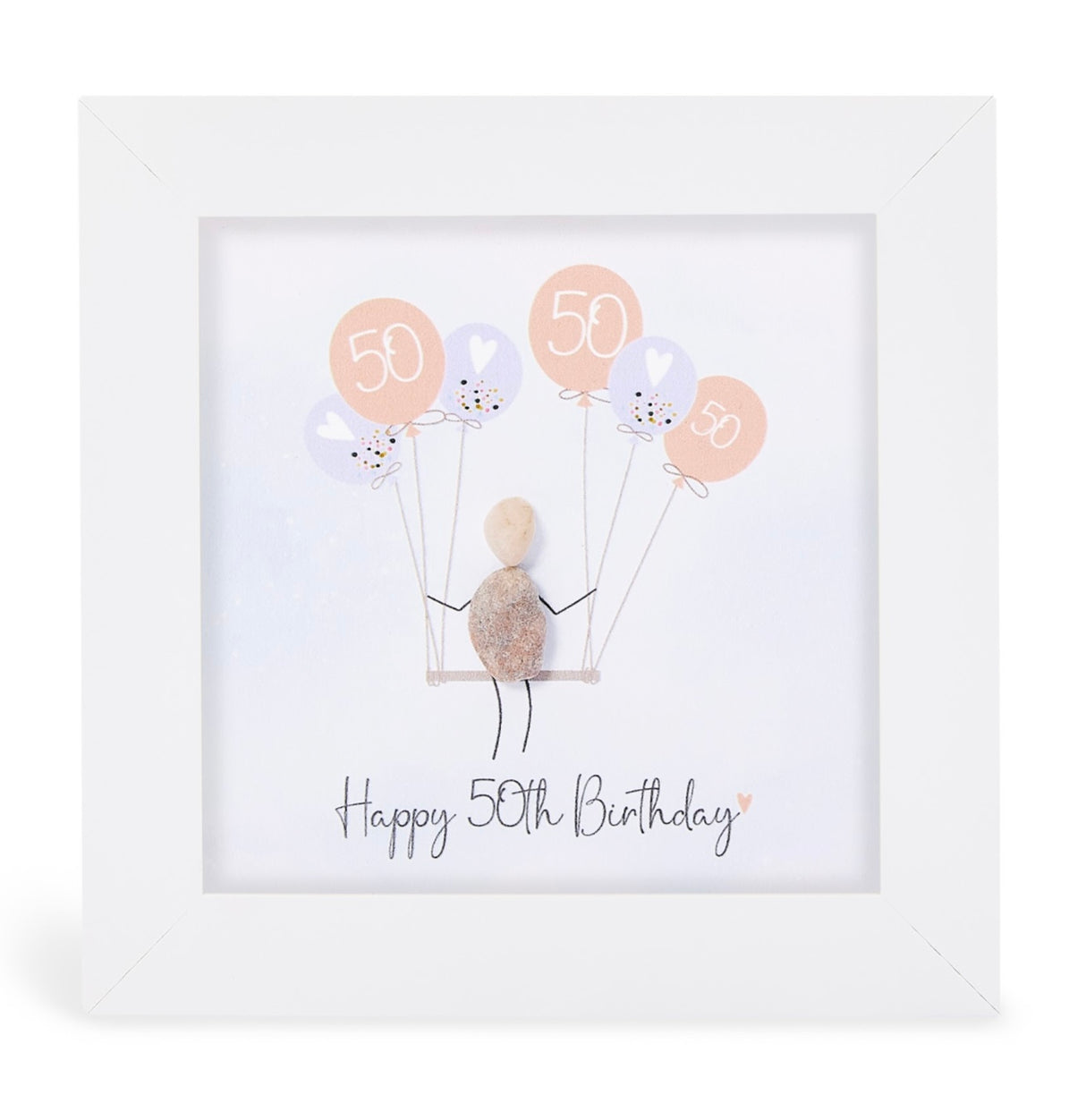 Mini Pebble Picture - 50th Birthday Balloons