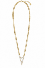 Miss Dee Double Chain with Open Heart Necklace - Gold