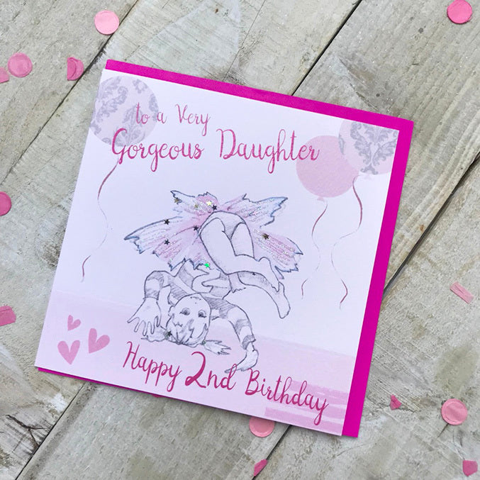 White Cotton Daughter 2nd Birthday Card