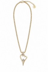 Miss Dee Hollow Heart CZ Necklace - Gold