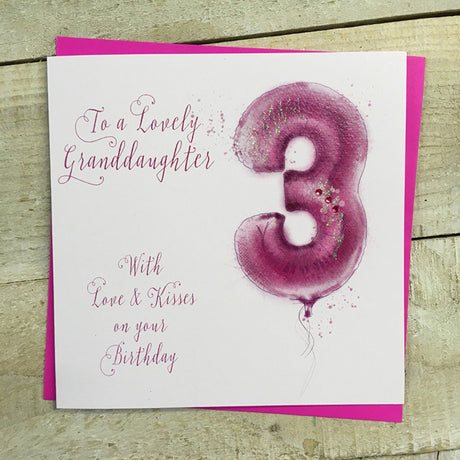 White Cotton Granddaughter 3rd Birthday Card