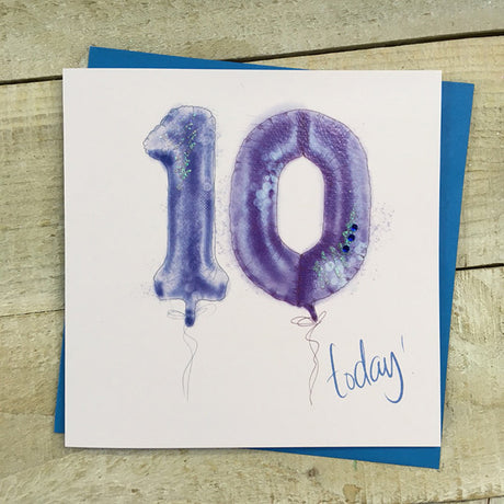 White Cotton Boy 10th Birthday Card