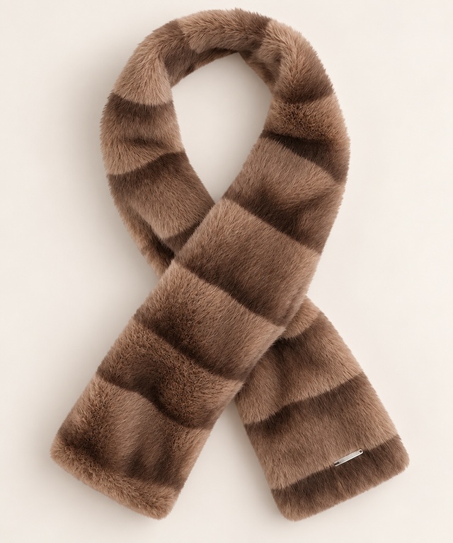 Faux Fur Crossover Scarf - Camel