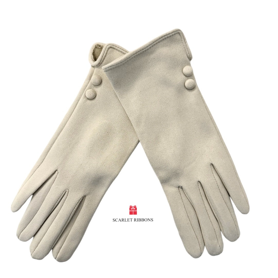 Cream Gloves with Button Detail