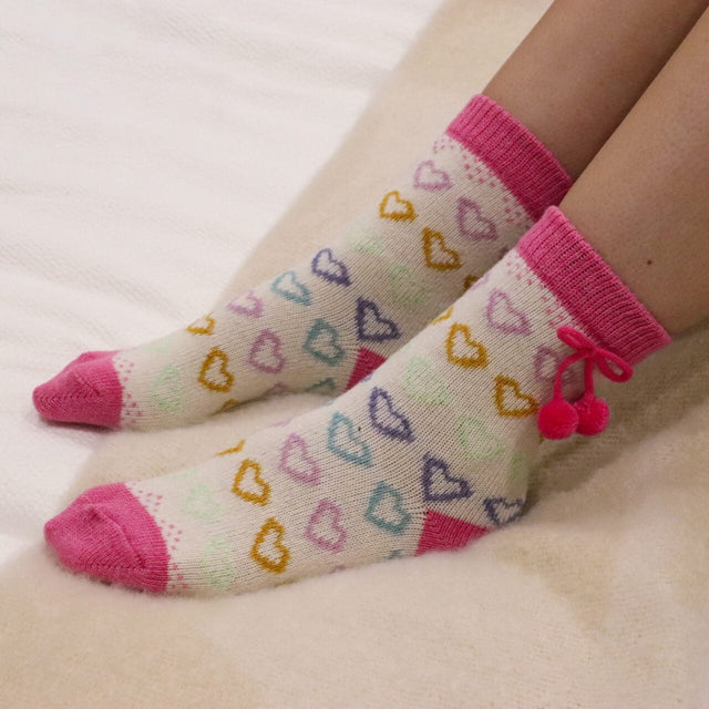 Maddie Heart Socks - PINK