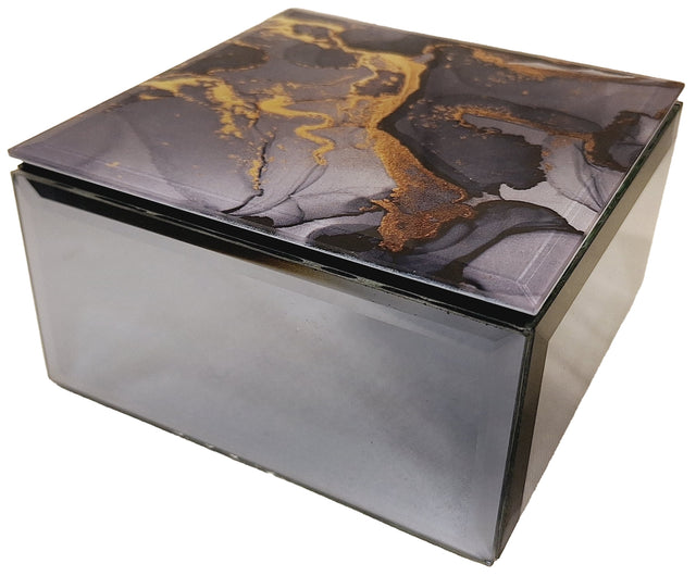 Molten Gold Effect Glass Trinket Box - Small