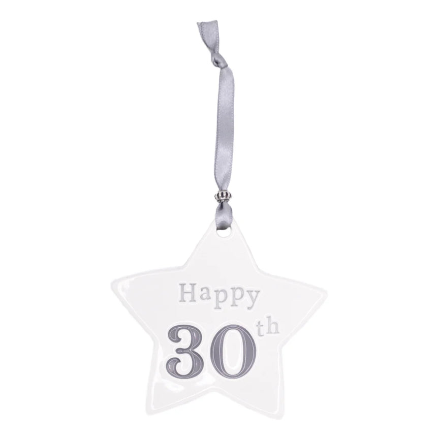 30th Birthday Ceramic Star - Grey