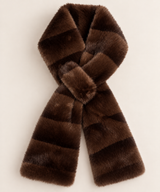 Faux Fur Crossover Scarf - Chocolate Brown