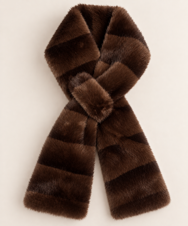 Faux Fur Crossover Scarf - Chocolate Brown