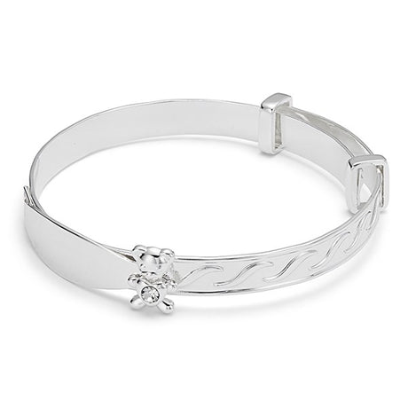 Sparkle Teddy Silver Plated Baby Bangle