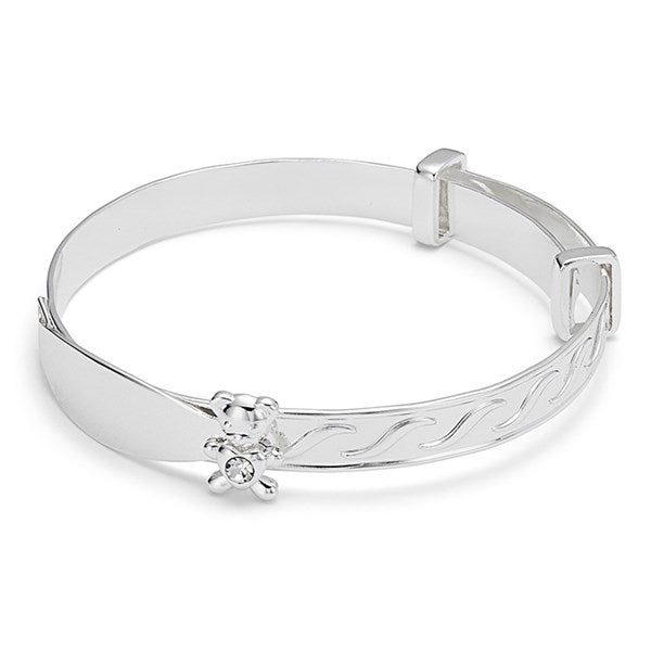 Sparkle Teddy Silver Plated Baby Bangle