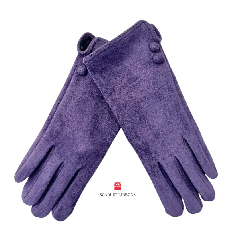 Purple Gloves with Button Detail