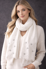 Pearl Detail Scarf - White