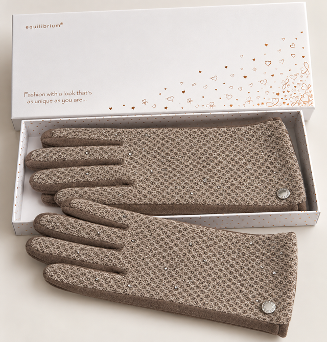 Woven Sparkle Boxed Gloves - Mink