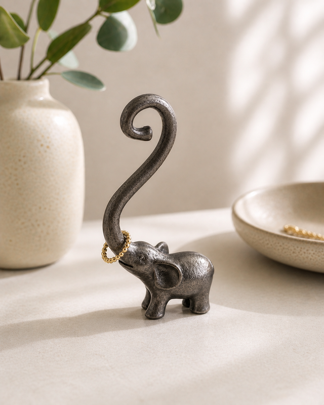 Pewter Elephant Ring Holder
