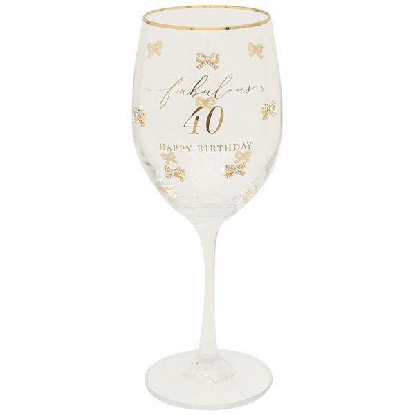 Heart Design 40th Birthday Wine Glass