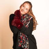 Faux Fur Mitts - Burgundy