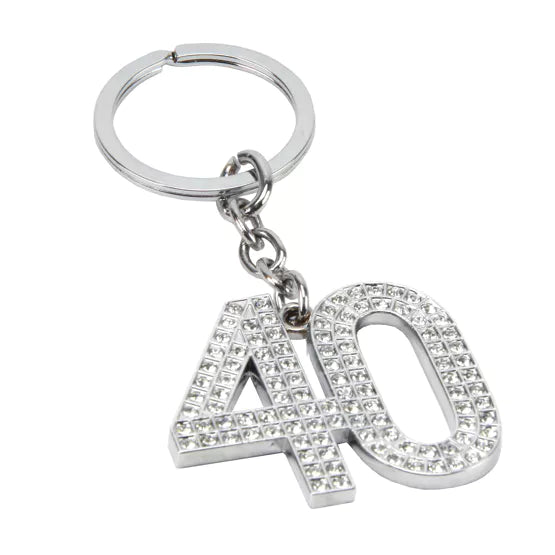 40th Birthday Crystal Keyring