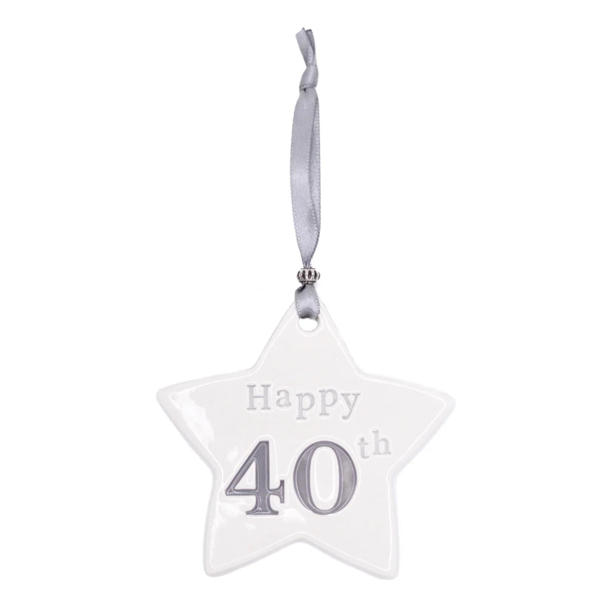 40th Birthday Ceramic Star - Grey