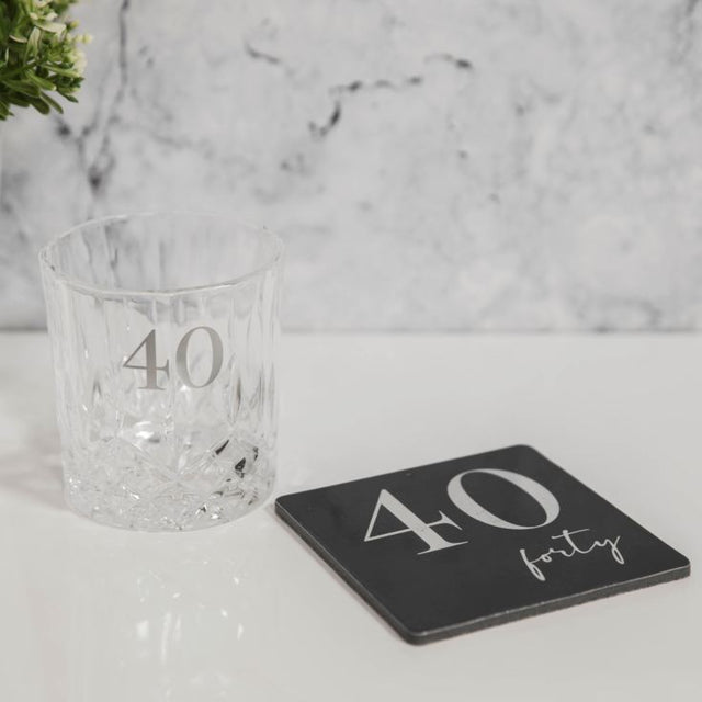 40th Birthday Whisky Glass And Coaster