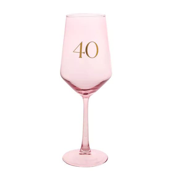 40th Confetti Wine Glass