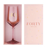 40th Confetti Wine Glass