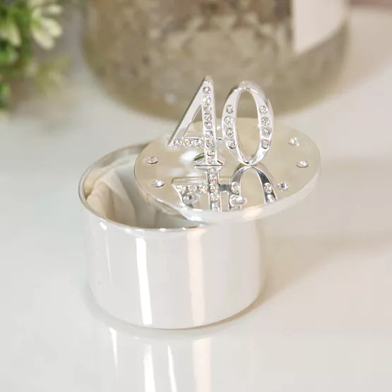 40th Birthday Trinket Box with Crystals