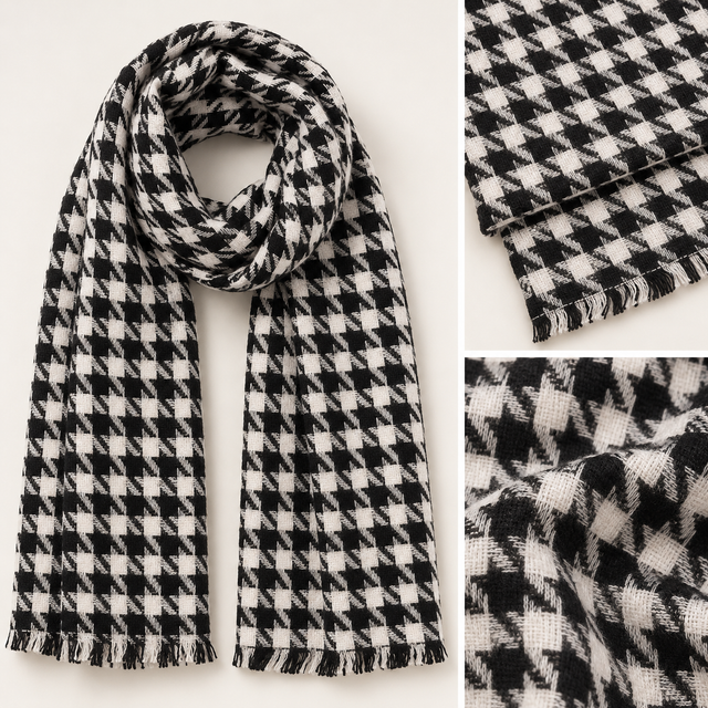 Black Dog Tooth Check Scarf