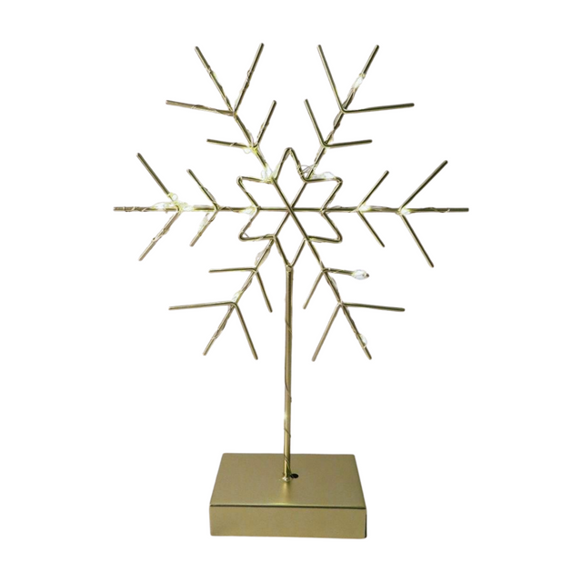 LED Light Up Gold Snowflake 32cm