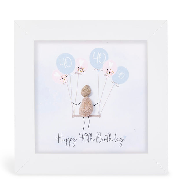 Mini Pebble Picture - 40th Birthday Balloons