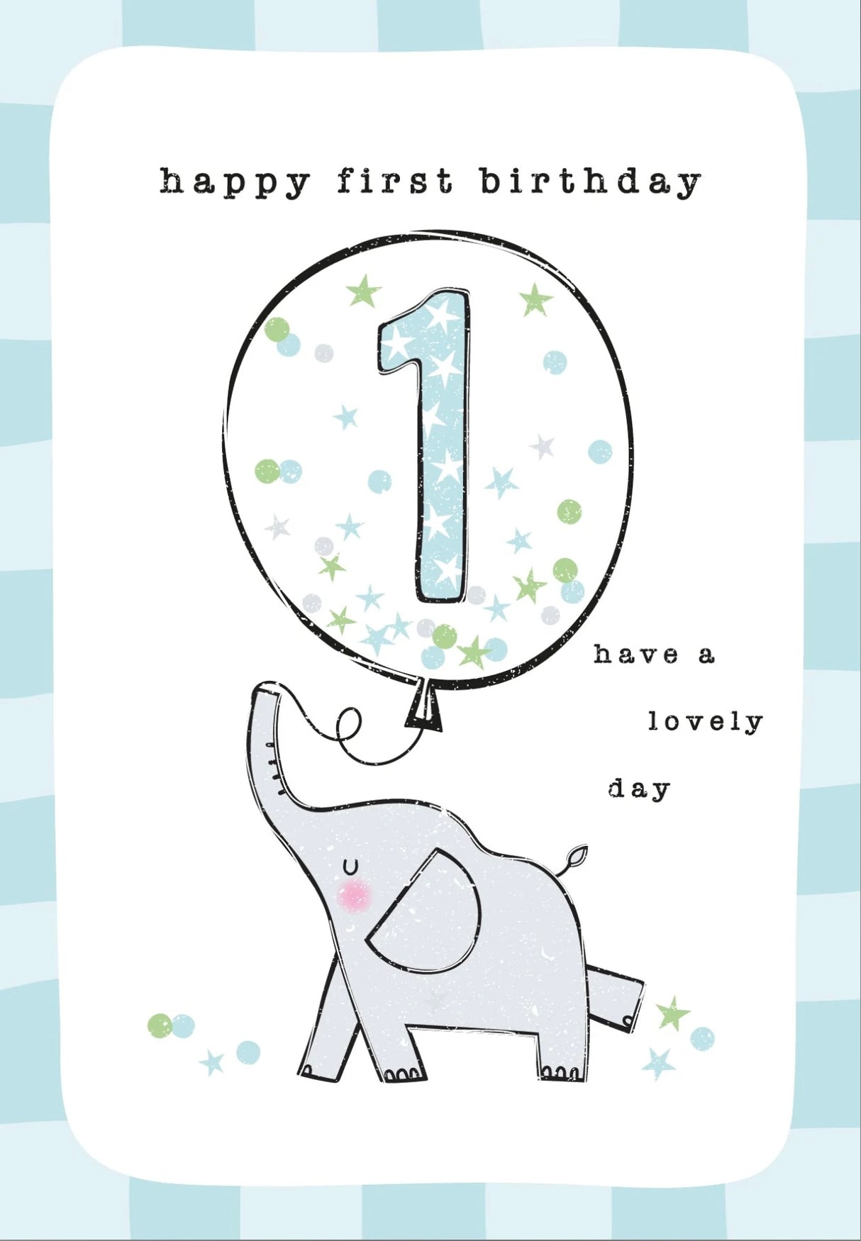 Belly Button Giftware Blue 1st Birthday Card - Elephant