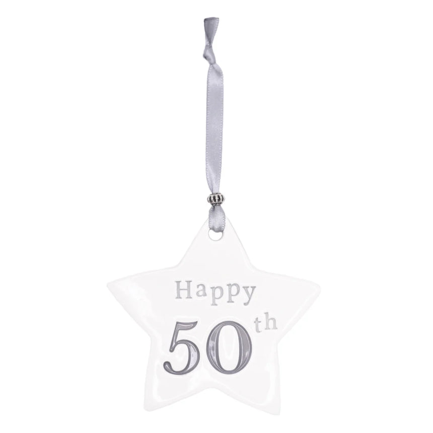 50th Birthday Ceramic Star - Grey