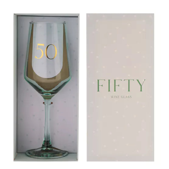 50th Confetti Wine Glass