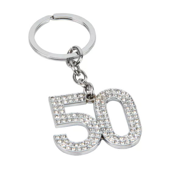 50th Birthday Crystal Keyring