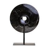 Salmo Black Marble Round Disc Sculpture - Small