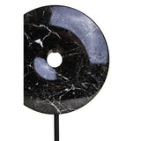 Salmo Black Marble Round Disc Sculpture - Small