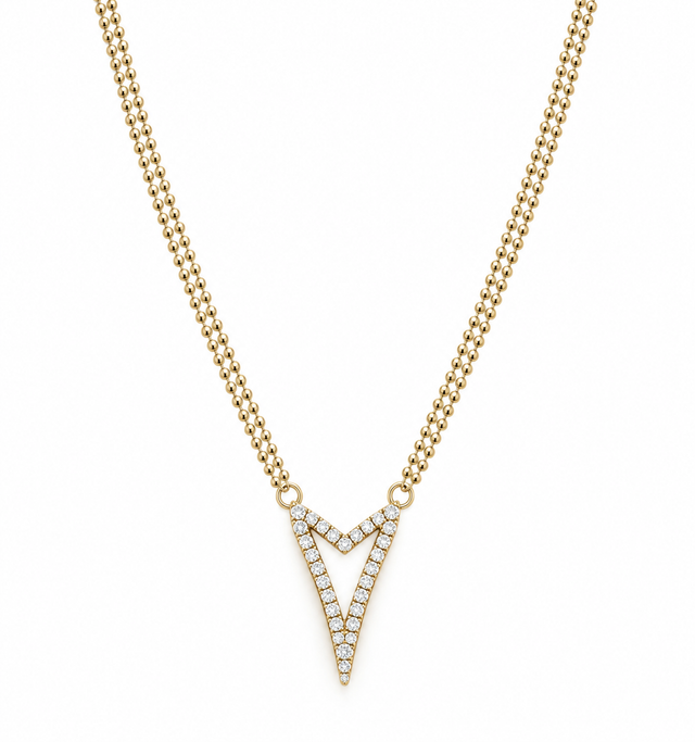 Miss Dee Double Chain with Open Heart Necklace - Gold