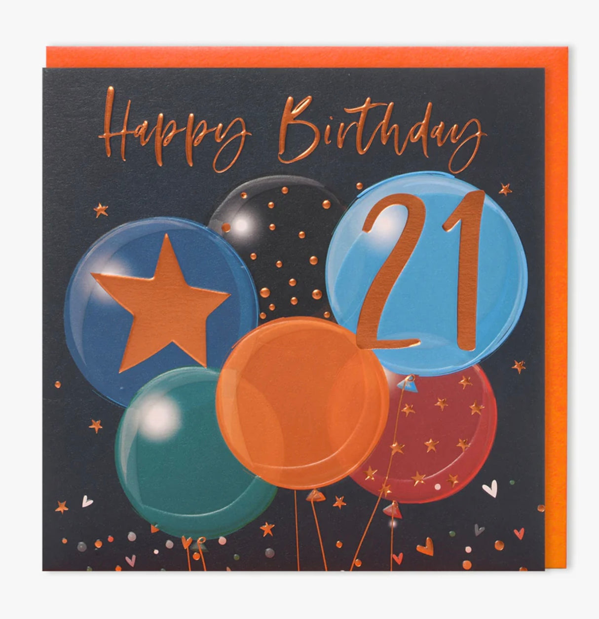 21st Birthday Card - Blue Balloons