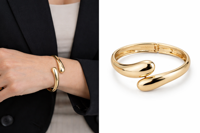 Teardrop Cuff Bangle - Gold