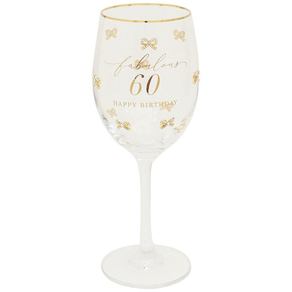 Heart Design 60th Birthday Wine Glass