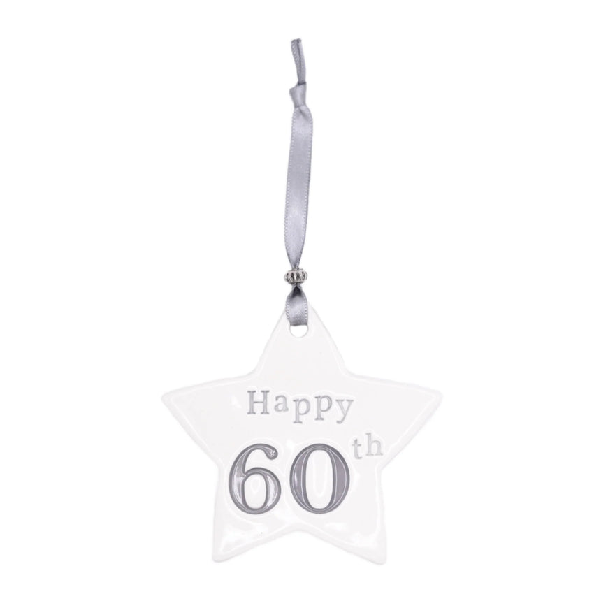 60th Birthday Ceramic Star- Grey