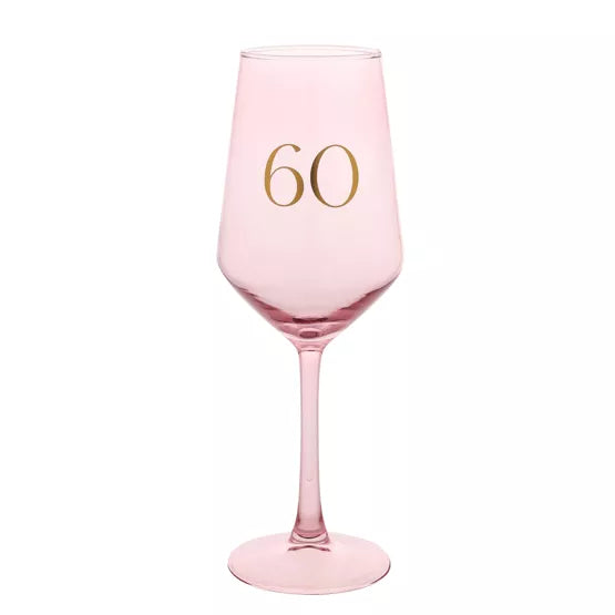 60th Confetti Wine Glass